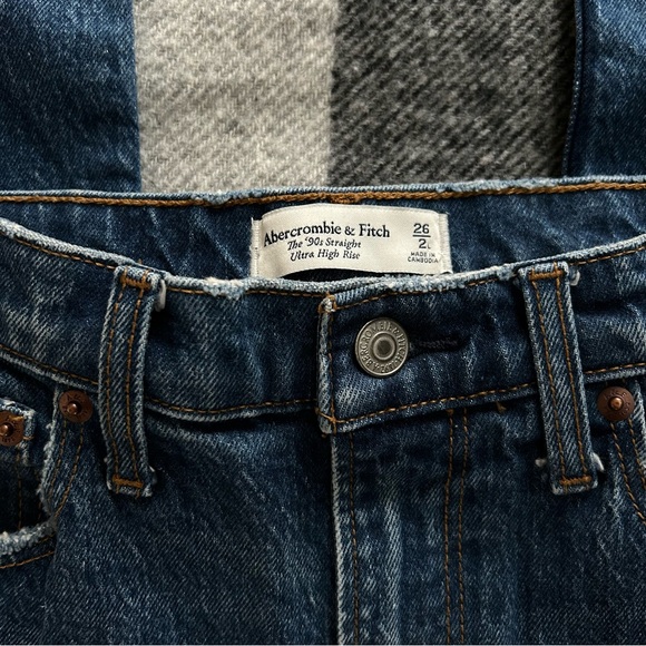 Abercrombie & Fitch Women’s the 90s straight ultra high-rise jeans Size 26/2L - Picture 7 of 9